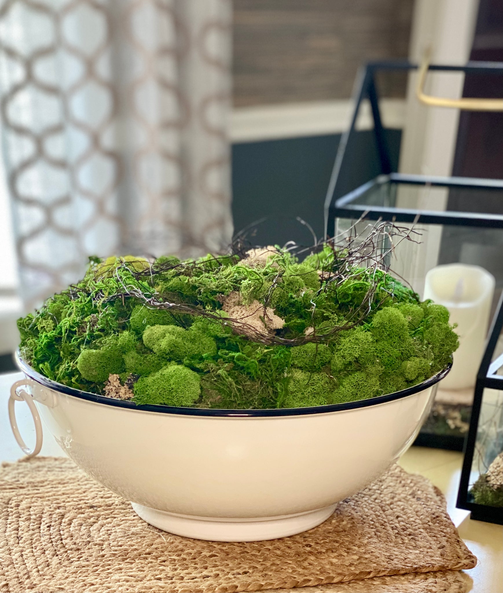 ONE OF A KIND WHITE MOSS BOWL – BellaHomeBoutique